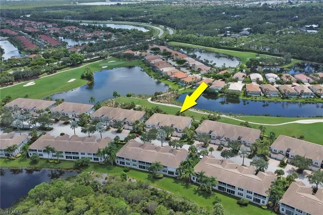 an aerial view of a house with a garden