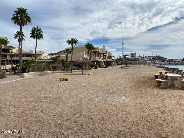 a view of a lake with outside space