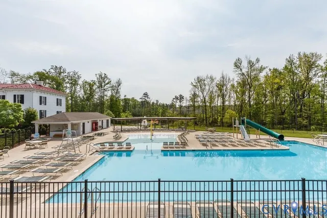 a patio with table and chairs