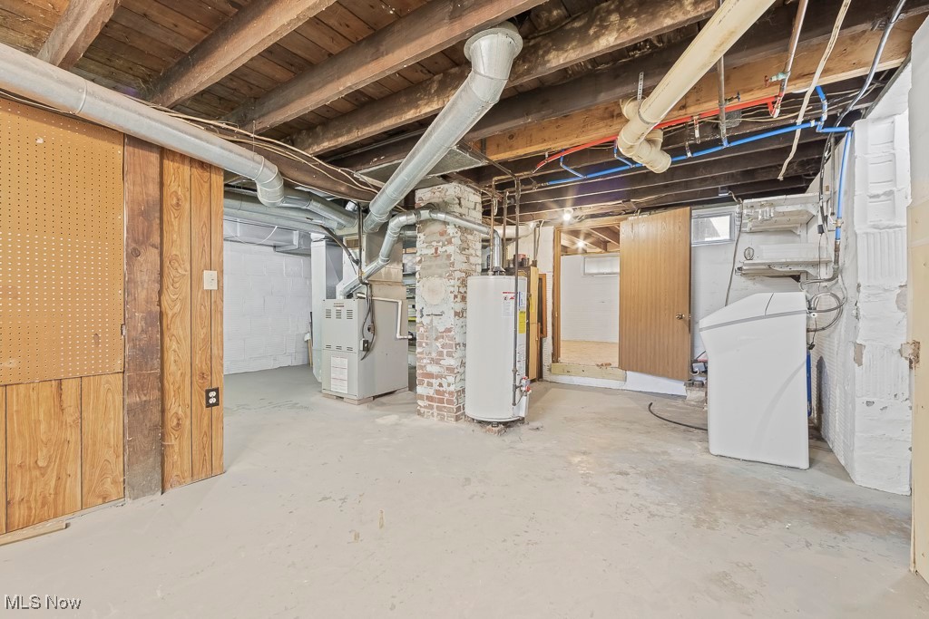 2725 Linwood Road Akron, OH 44312 - Photo 35 of 38 Basement with water heater and heating unit