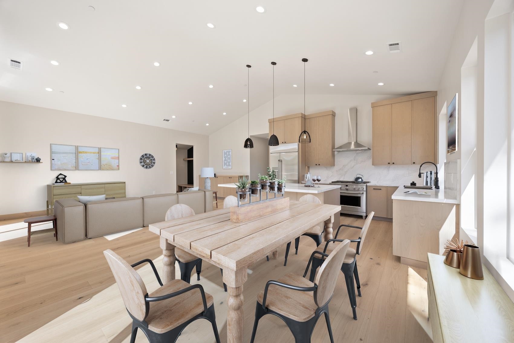 7350 Cascade Road Soda Springs, CA 95728 - Photo 5 of 27 a dining room with stainless steel appliances kitchen island granite countertop a dining table chairs and view kitchen