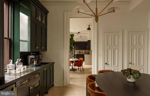 a view of balcony with wooden floor