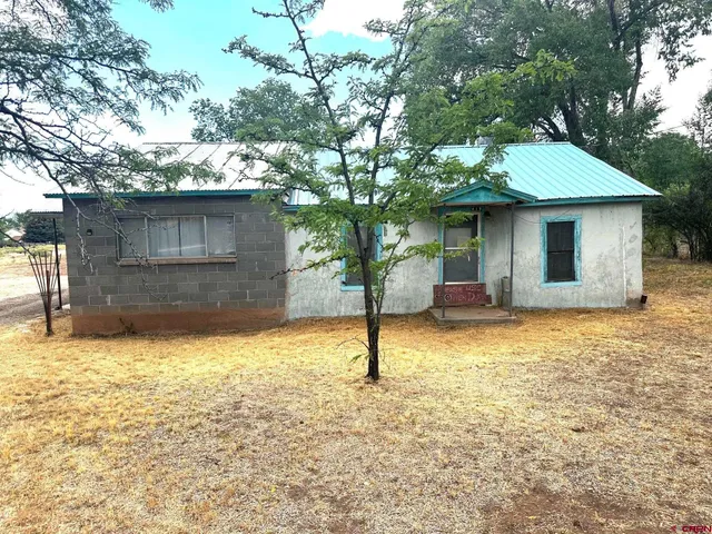 a backyard of a house with yard and garage