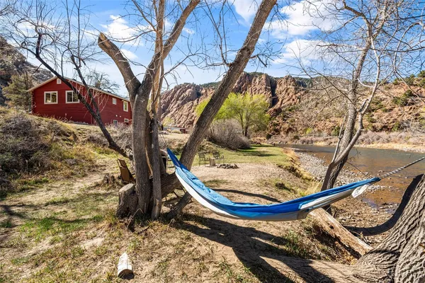 a view of a lake with outdoor space