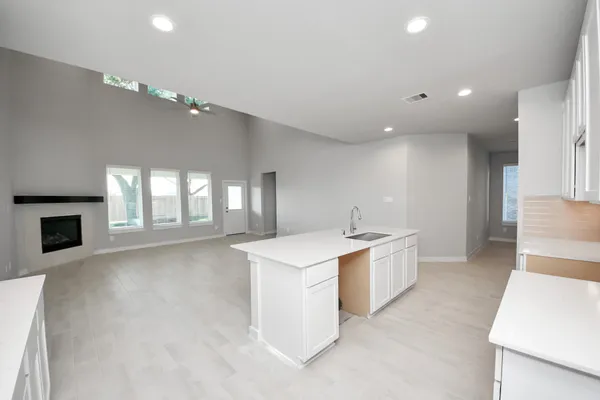 an empty room with windows