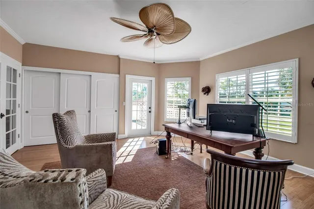 a view of a porch with a yard