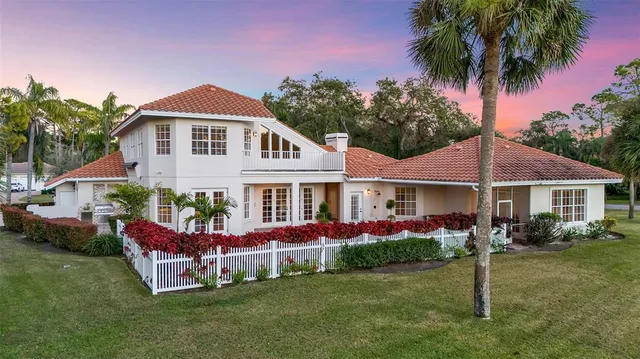 a view of a park with palm trees