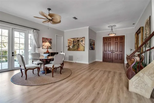 a living room with furniture