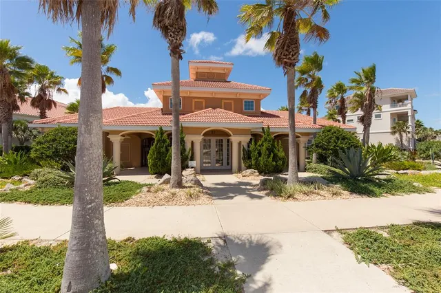a view of a backyard with plants and patio