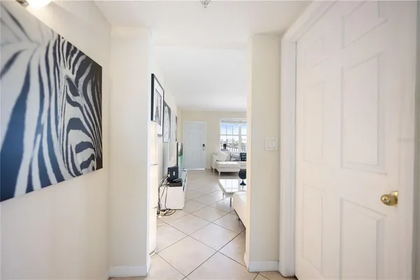 a view of a bedroom from a hallway