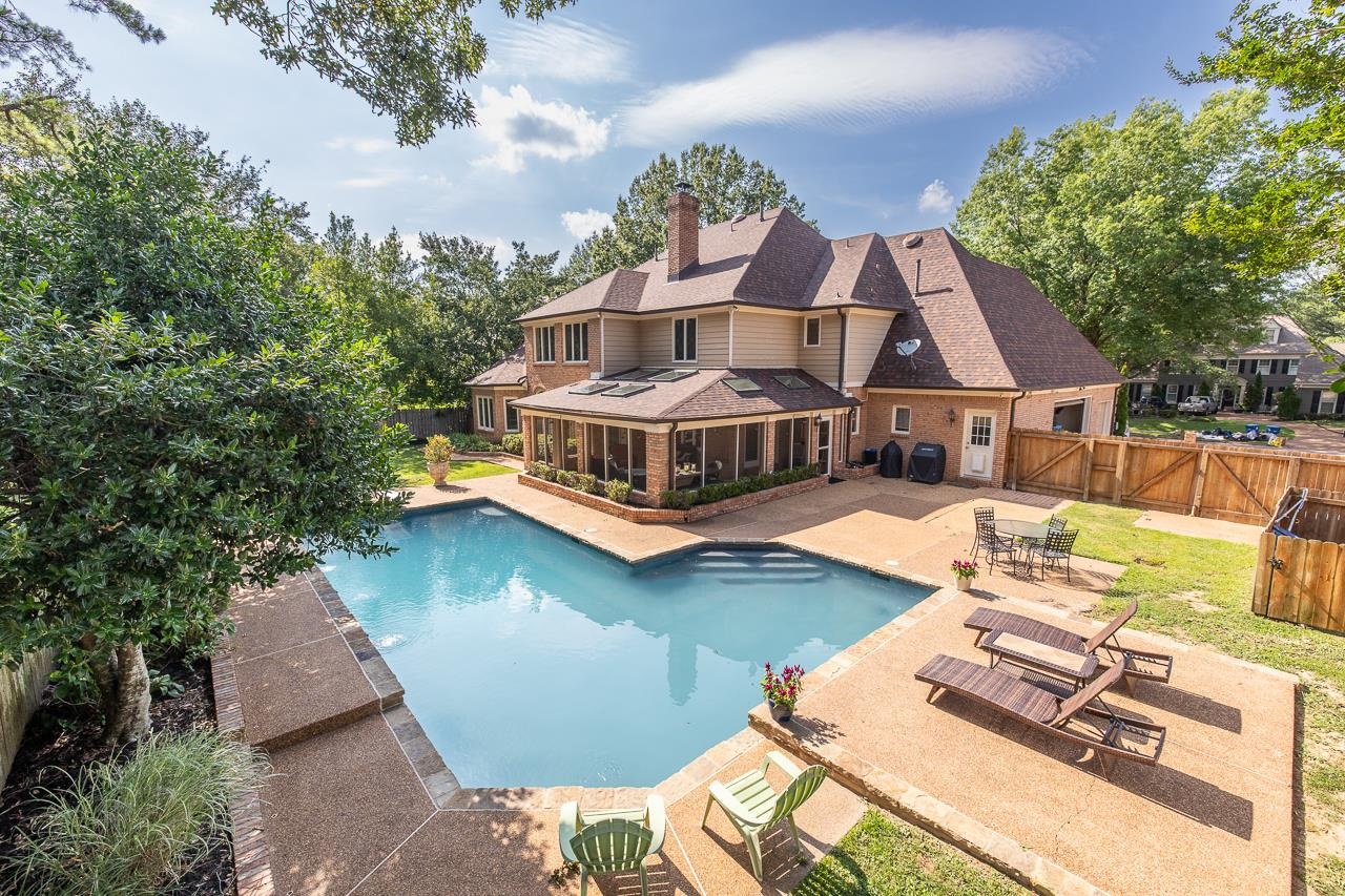 9637 Spring Meade Lane Germantown, TN 38139 - Photo 24 of 25 an aerial view of a house with swimming pool garden view and trees