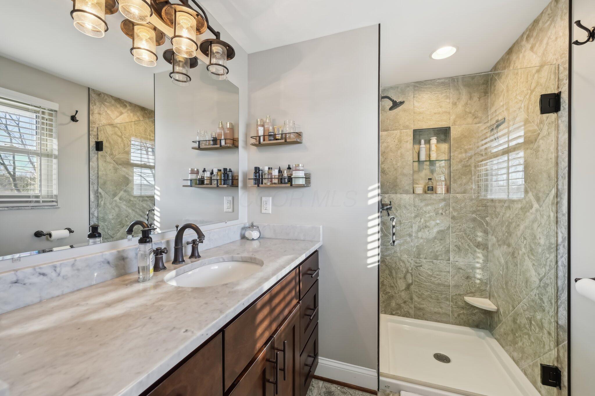 274 Hawthorn Road Southwest Pataskala, OH 43062 - Photo 20 of 46 remodeled primary bath with marble shower