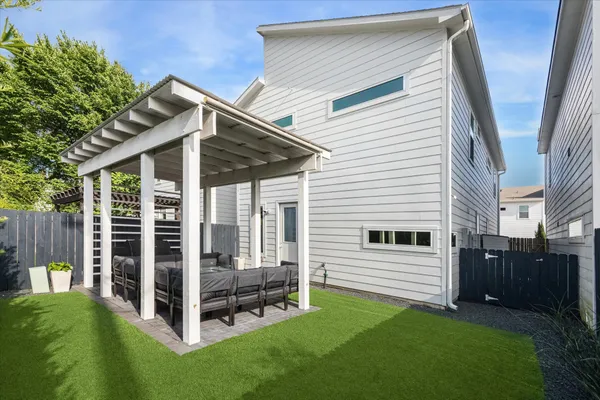 a view of backyard with deck