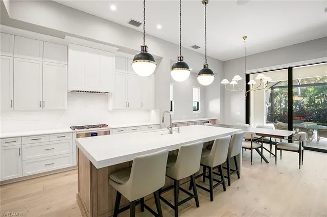 a view of a kitchen from the dining room