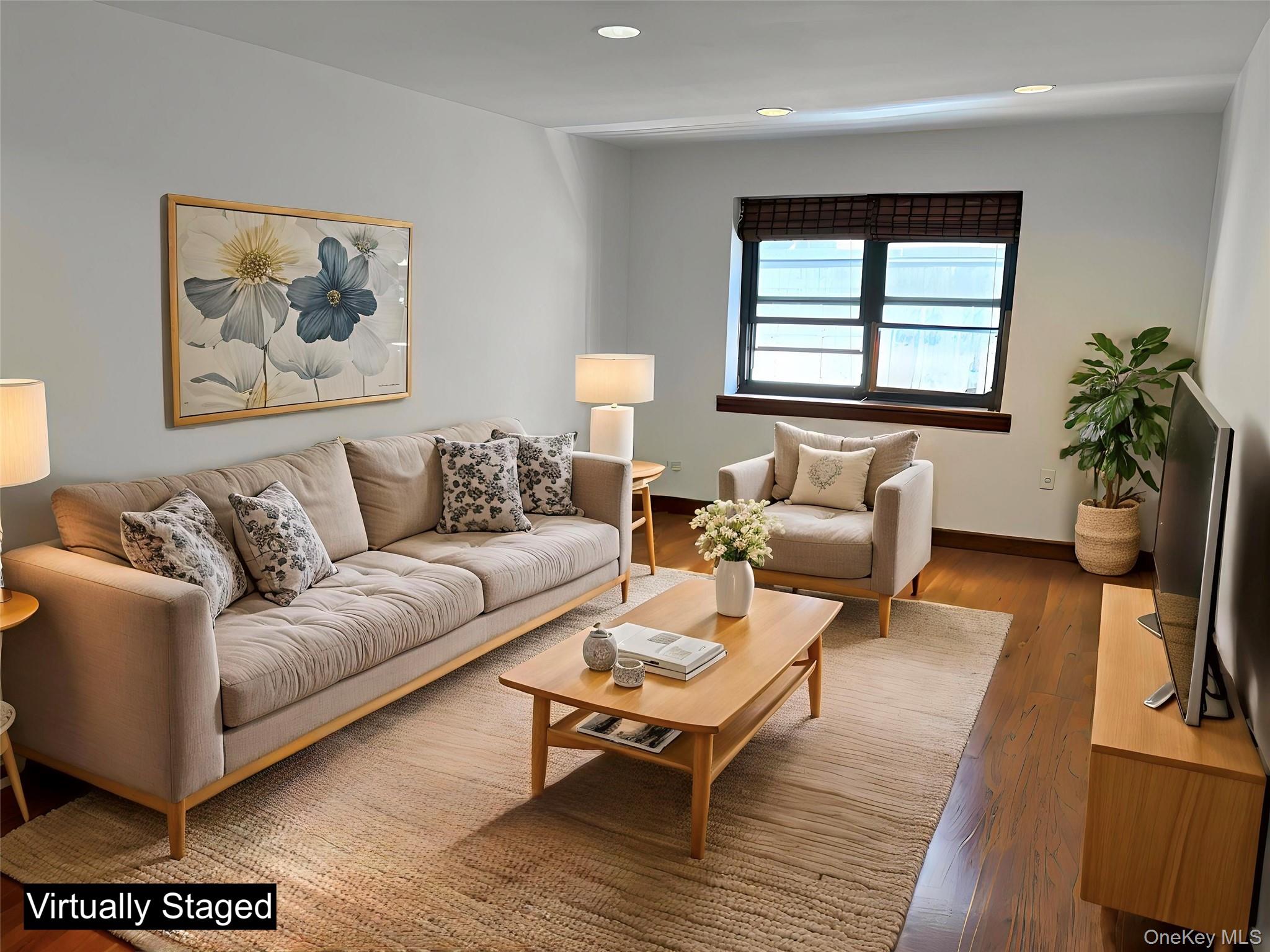 102-55 67th Road, Unit 3W Queens, NY 11375 - Photo 5 of 12 a living room with furniture potted plant and a window