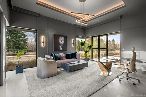 a projector room with furniture