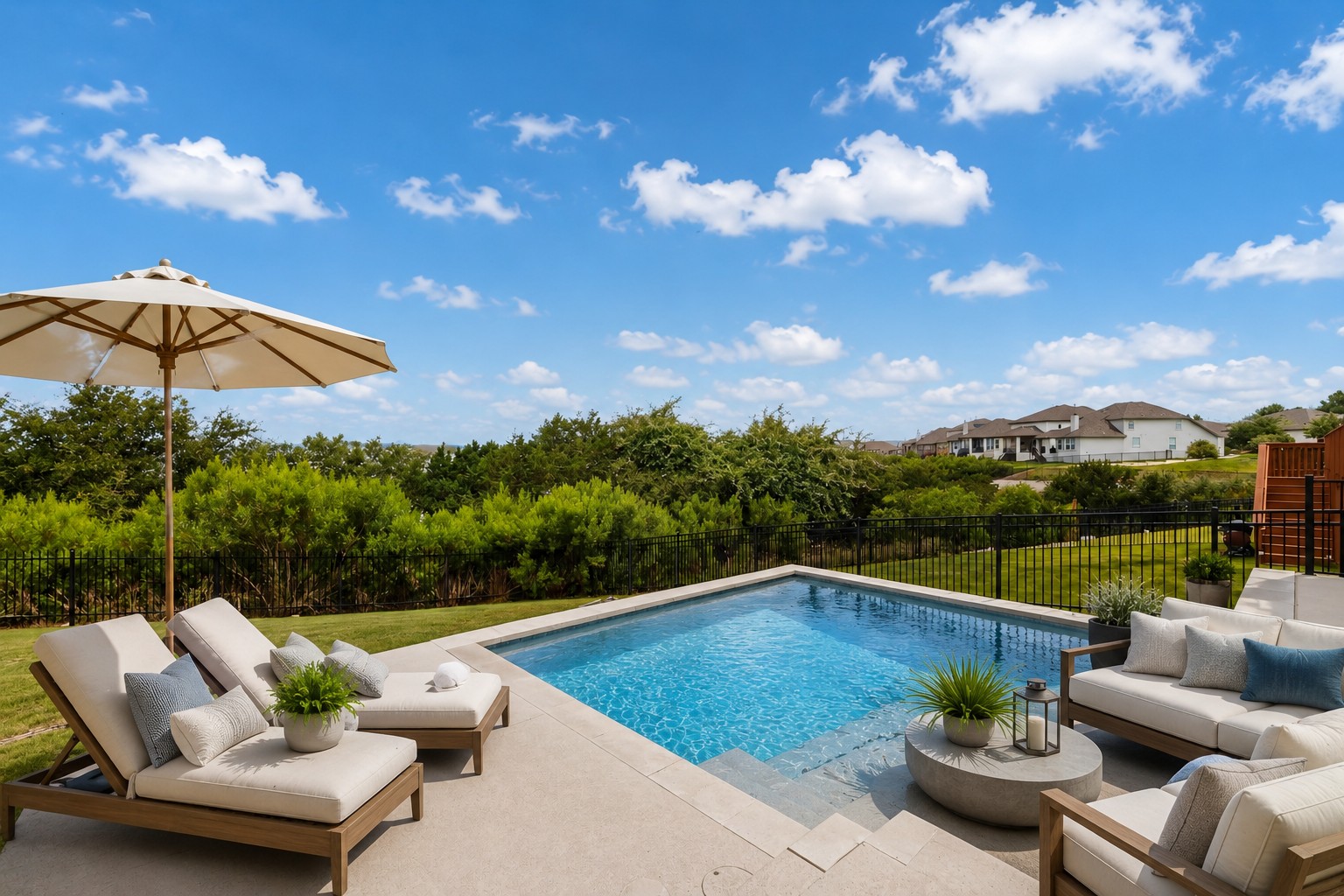 2617 Milan Meadows Drive Leander, TX 78641 - Photo 30 of 40 An inviting backyard oasis offers a sparkling in-ground pool and ample space for relaxation and enjoyment.