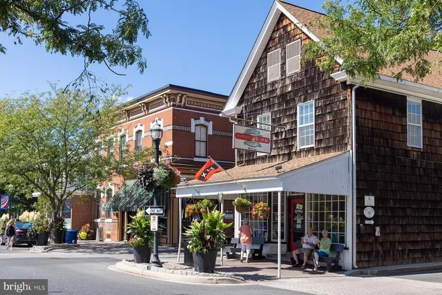 front view of a building with a street