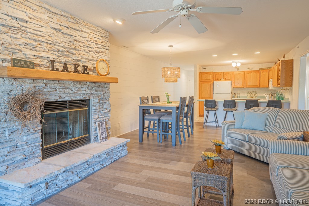 Nice updates w/cozy stone fireplace