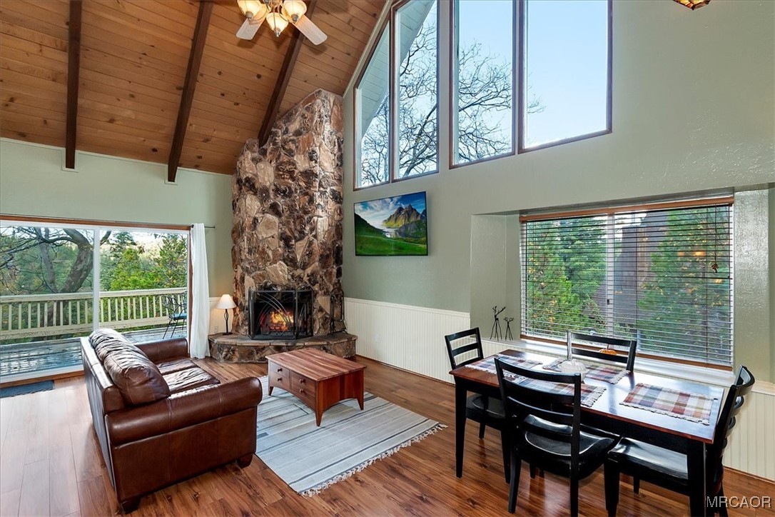 26822 Huron Road Lake Arrowhead, CA 92391 - Photo 16 of 38 a living room with furniture and a large window