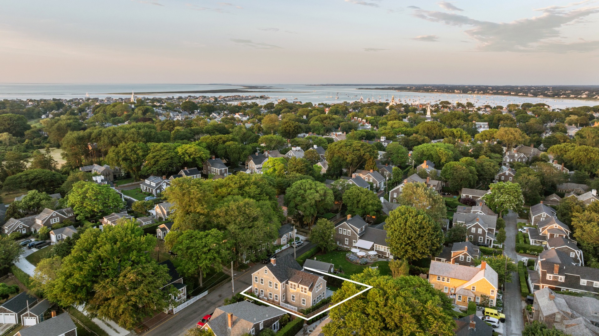 22 Vestal Street Nantucket, MA 02554 - Photo 4 of 43 an aerial view of a residential houses with city view
