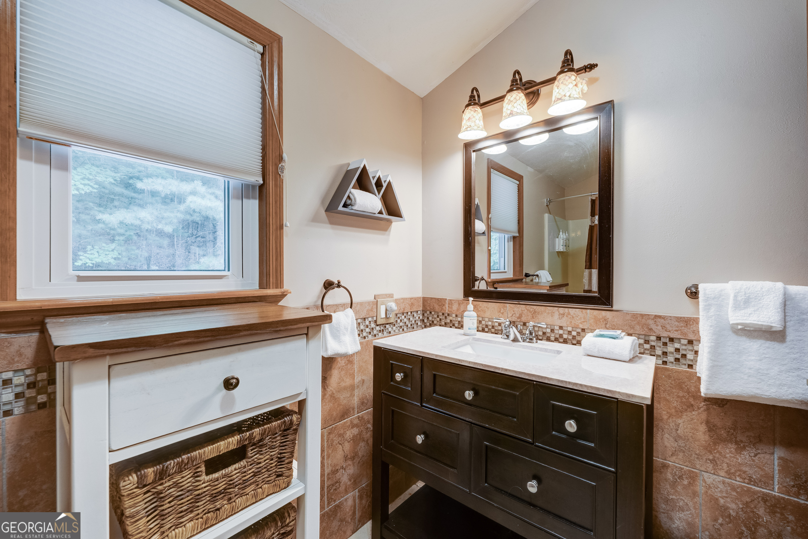 708 Wilson Mountain Road Blairsville, GA 30512 - Photo 28 of 48 a bathroom with a sink a vanity and a mirror