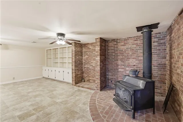 a view of a room with shelves
