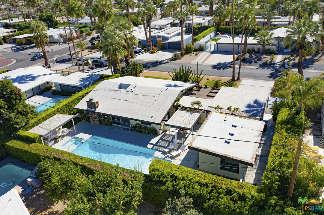 984 East La Jolla Road Palm Springs, CA 92264 - Photo 45 of 53 an aerial view of a house with a yard basket ball court and outdoor seating