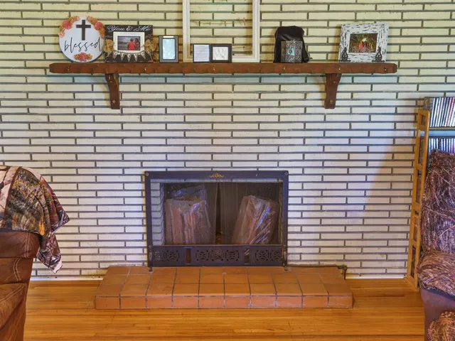 a brick building with a door