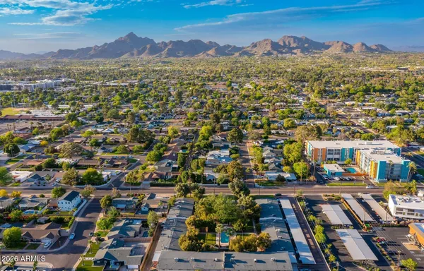 a view of city and mountain
