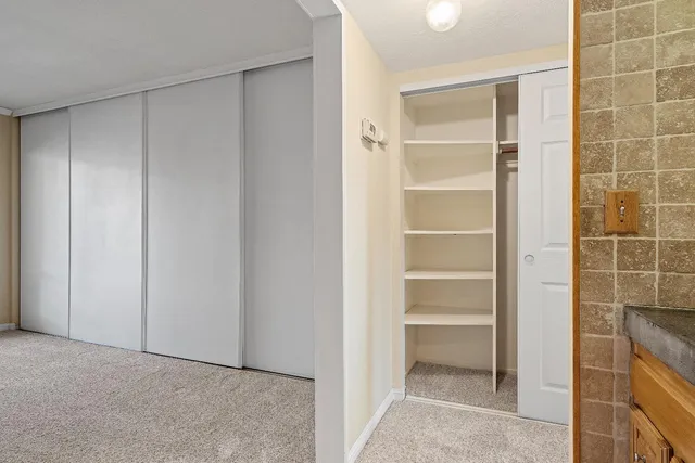 a view of an empty walk in closet