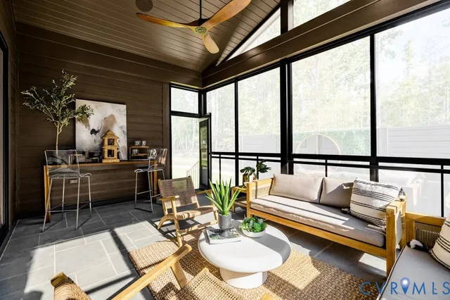 an aerial view of a house