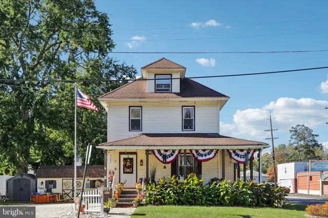 a front view of a building with street