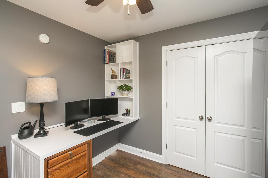 110 Edgewater Falls Murfreesboro, TN 37129 - Photo 16 of 31 a view of workspace with wooden floor outdoor window and a ceiling fan