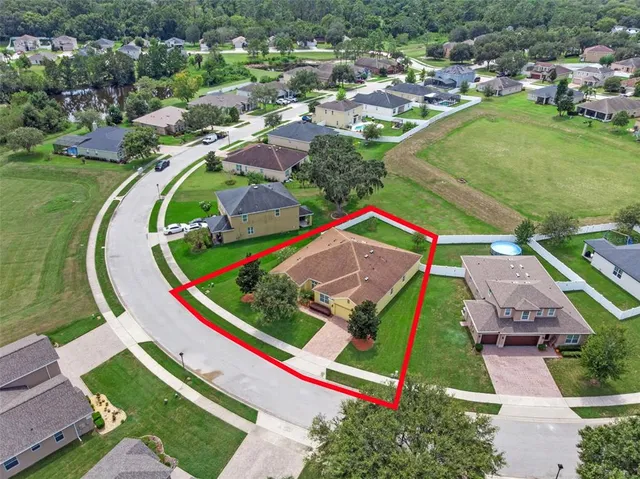 an aerial view of a house