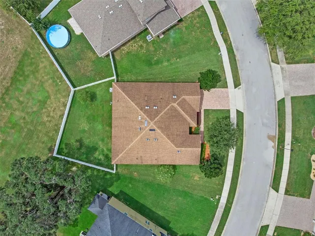 an aerial view of a house