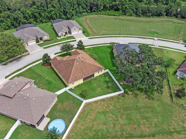 an aerial view of a house