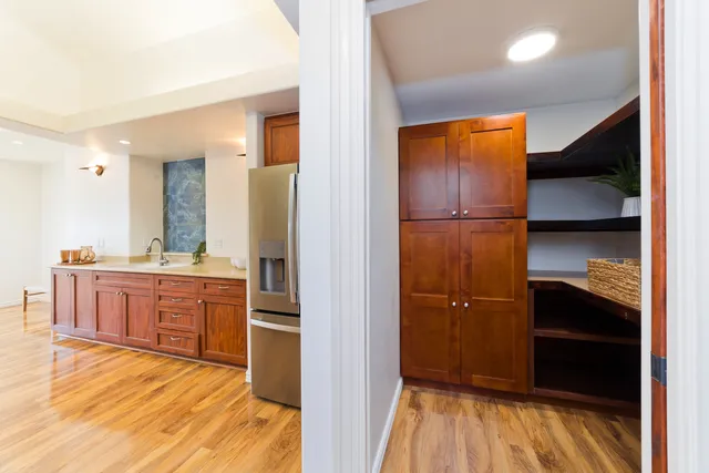 a view of a kitchen and a sink