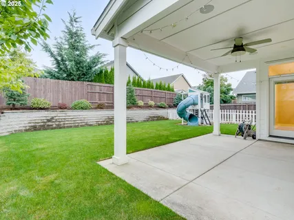 a view of a porch with a backyard