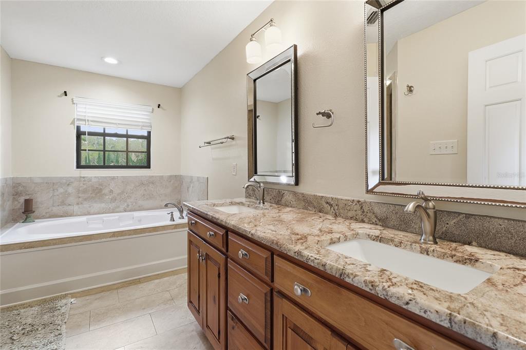 2331 D R Bryant Road Lakeland, FL 33810 - Photo 36 of 74 a bathroom with a granite countertop tub sink and mirror