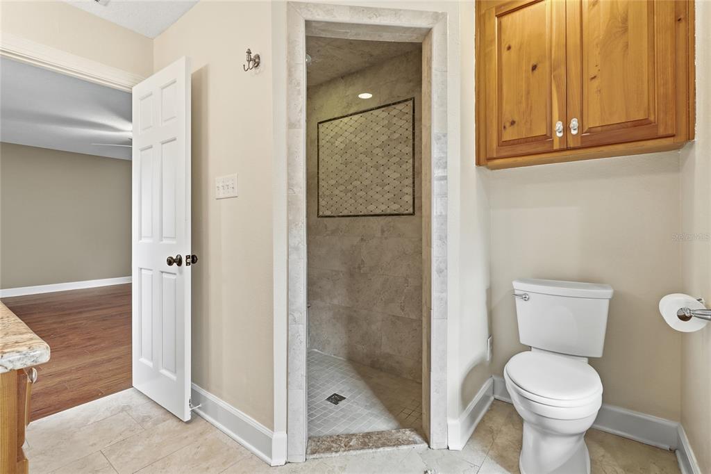 2331 D R Bryant Road Lakeland, FL 33810 - Photo 38 of 74 a bathroom with a granite countertop toilet and a shower