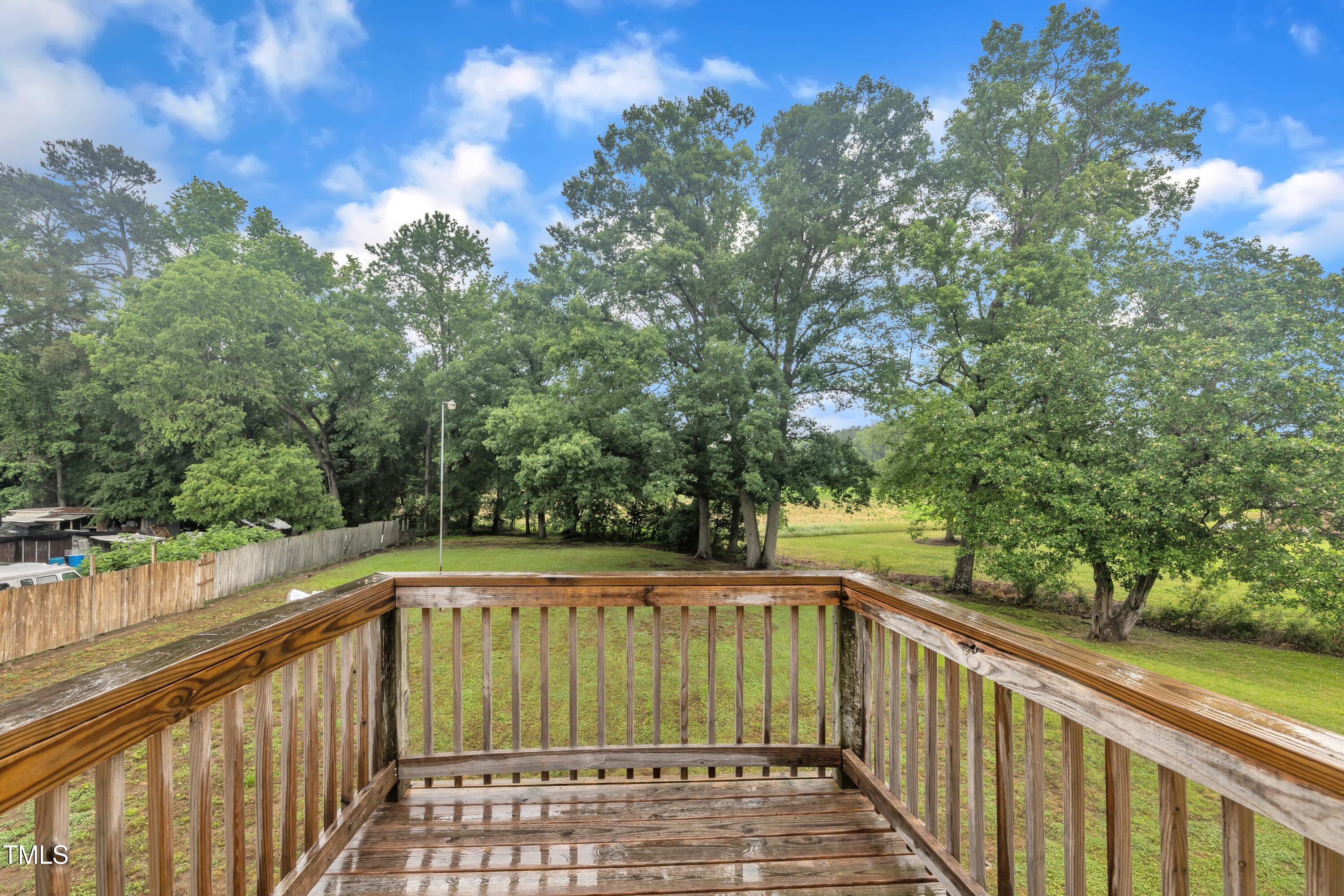 397 Meadow Road Kenly, NC 27542 - Photo 32 of 53 a view of balcony with wooden floor and trees