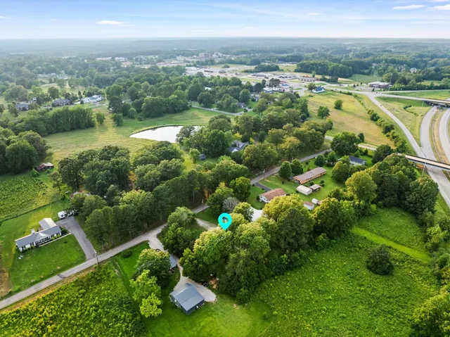 a view of a lake with a city