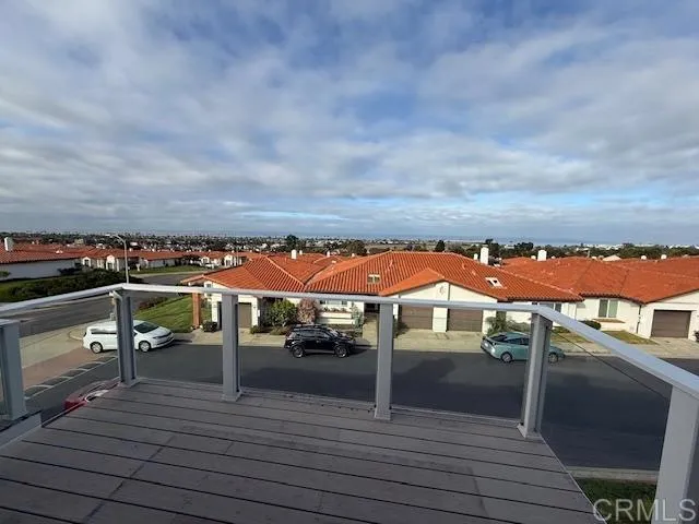 a view of a terrace with seating space