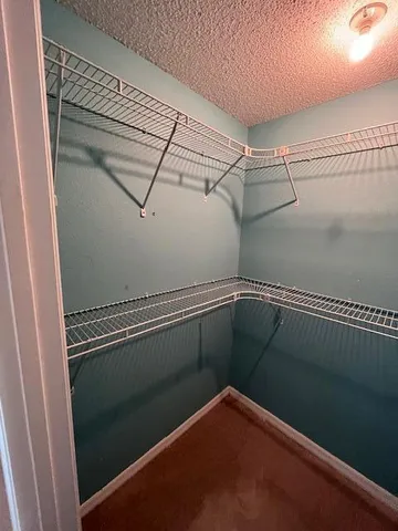 a view of a room with racks on the wall