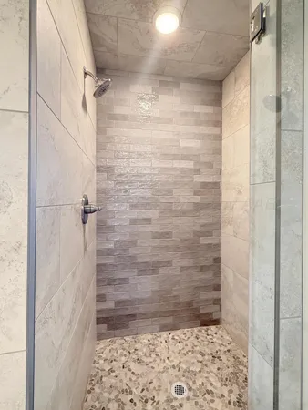 a bathroom with a shower