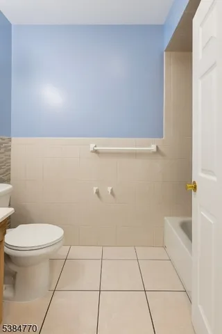 a bathroom with a toilet and a bath tub