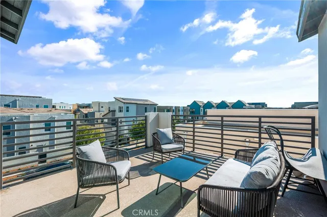 a view of a terrace with seating space