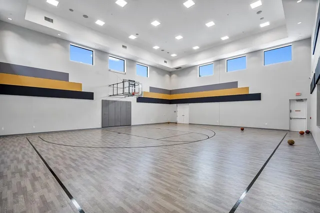 a view of a room with gym equipment