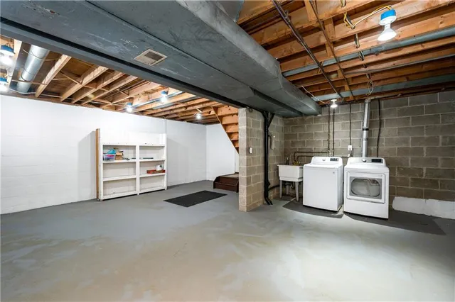 a view of a porch with wooden floor
